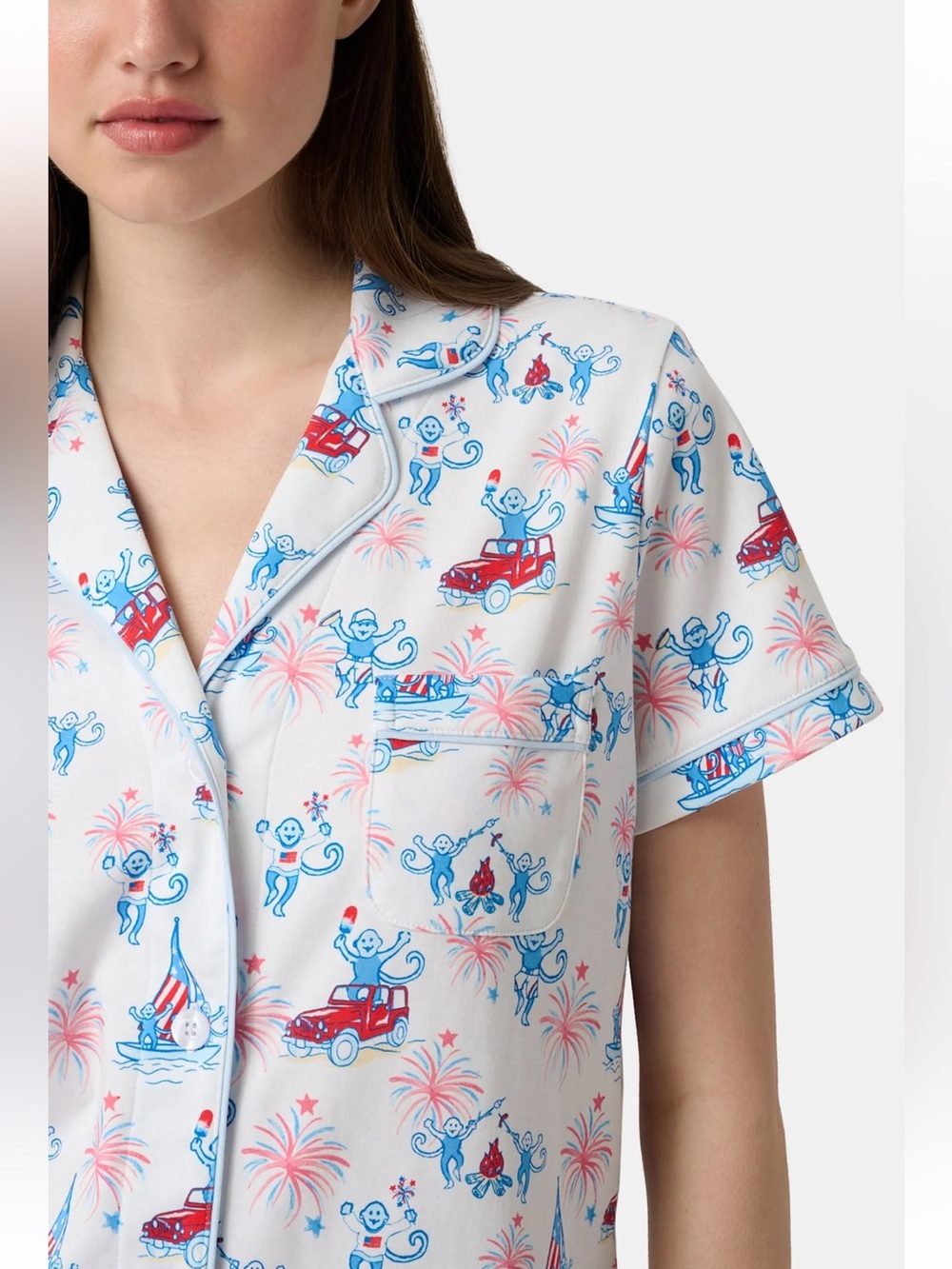 NWT! Roller Rabbit Star Spangled Monkey Polo Pajamas  Size: XS - Picture 8 of 10